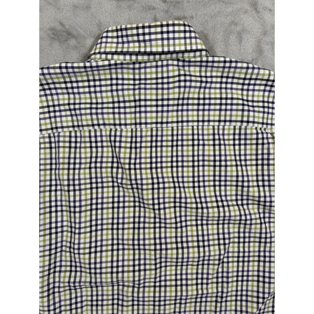 Robert Talbott Dress Shirt Mens L Green Blue Purple Plaid Button Up Chest Pocket - Picture 15 of 16